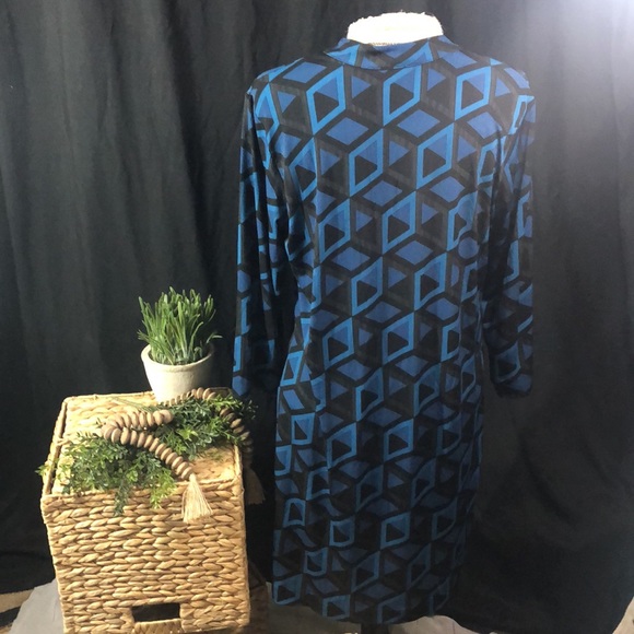Banana Republic Shift Dress Med blue/black geometric pattern office to dinner - Picture 4 of 7